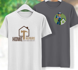 Custom branded 100% cotton t-shirts in white and charcoal grey.