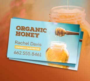 Stack of premium 15 pt. business cards in full color, available with full gloss, spot gloss, lamination and foil