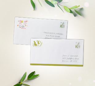 Custom branded and addressed envelope with second envelope opened and letter peeking out