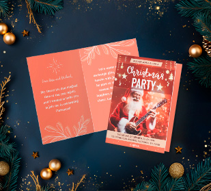 Custom 8.5"x5.5" double sided greeting card with small business branding, C1S stock and gloss coating